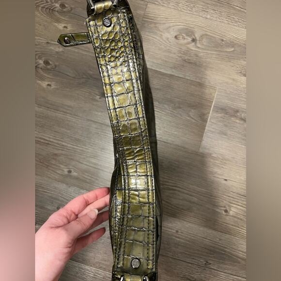 Cole Haan Green Patent Leather Crocodile Print Shoulderbag - Picture 6 of 11